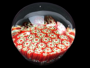 Vtg Murano Millefiori Glass Paperweight