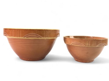 Rare 1950s Watt Pottery Yellow Ware Mixing Bowls