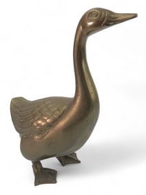 Vtg Brass Duck 9.5 Tall Decorative Figurine