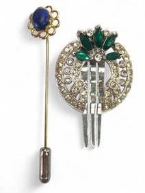 Vtg Decorative Hair Comb & Stick Pin Jewelry