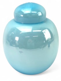 MCM Hand Painted Italian Glass Urn W/Lid
