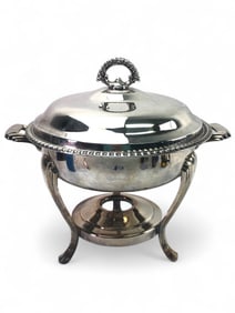 Silver Plated Chafing Dish With Lid & Stand