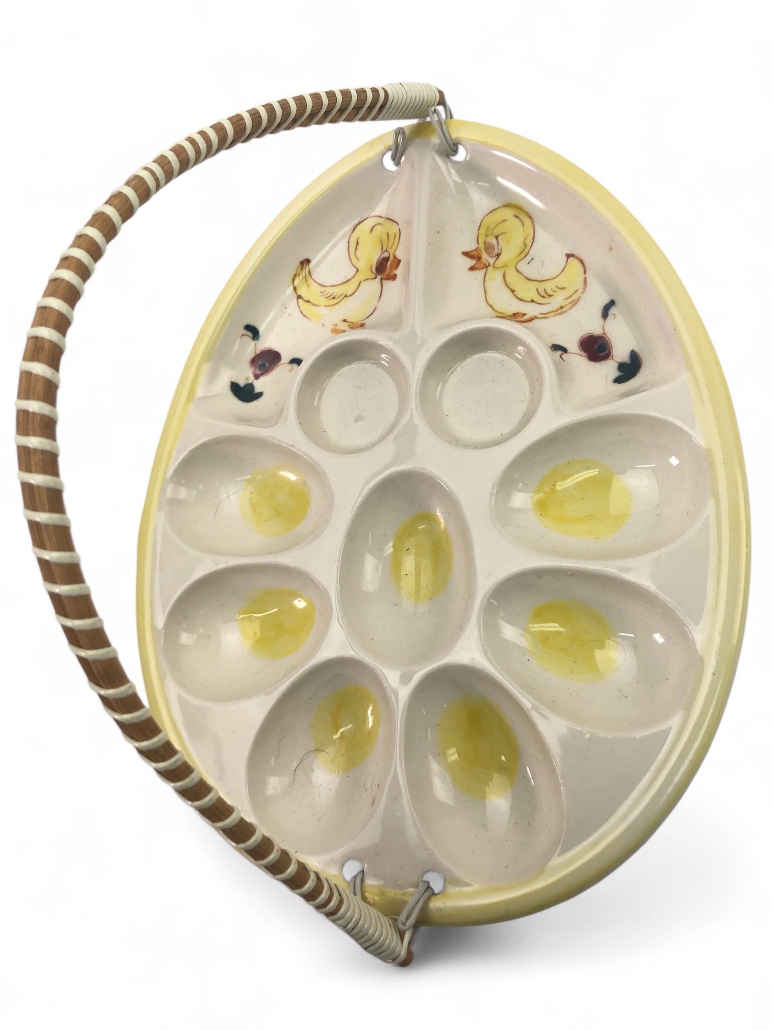 Vtg Davar Ceramic Deviled Egg Plate With Handle (1 of 5)