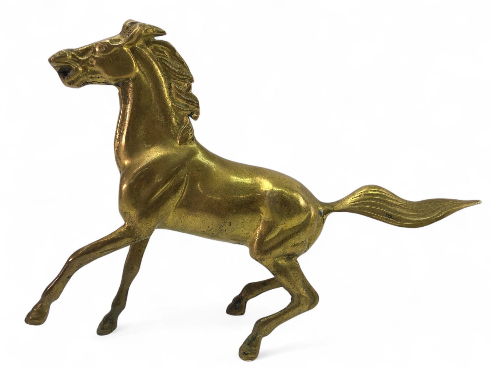 Vtg Brass Galloping Thoroughbred Statue (1 of 9)
