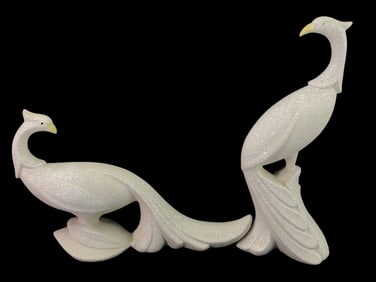 Vtg MCM Textured Peacock Figurines