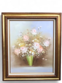 Original Signed Floral Art On Canvas