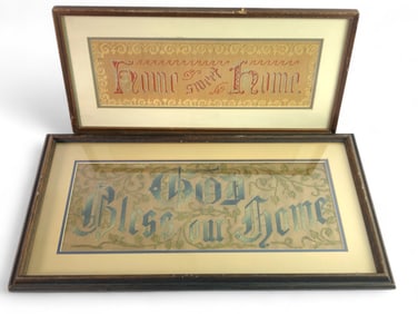Antique Needlepoints Home Sweet Home & God Bless