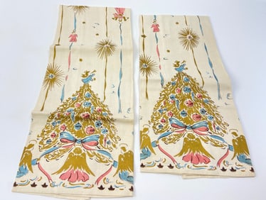MCM Linen Christmas Tea Towels 28 1/4 X 16 1/8