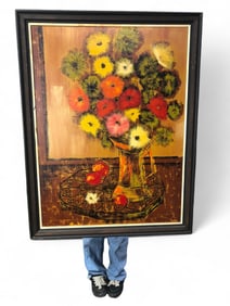 Signed Candace Mid Century Floral Still Life