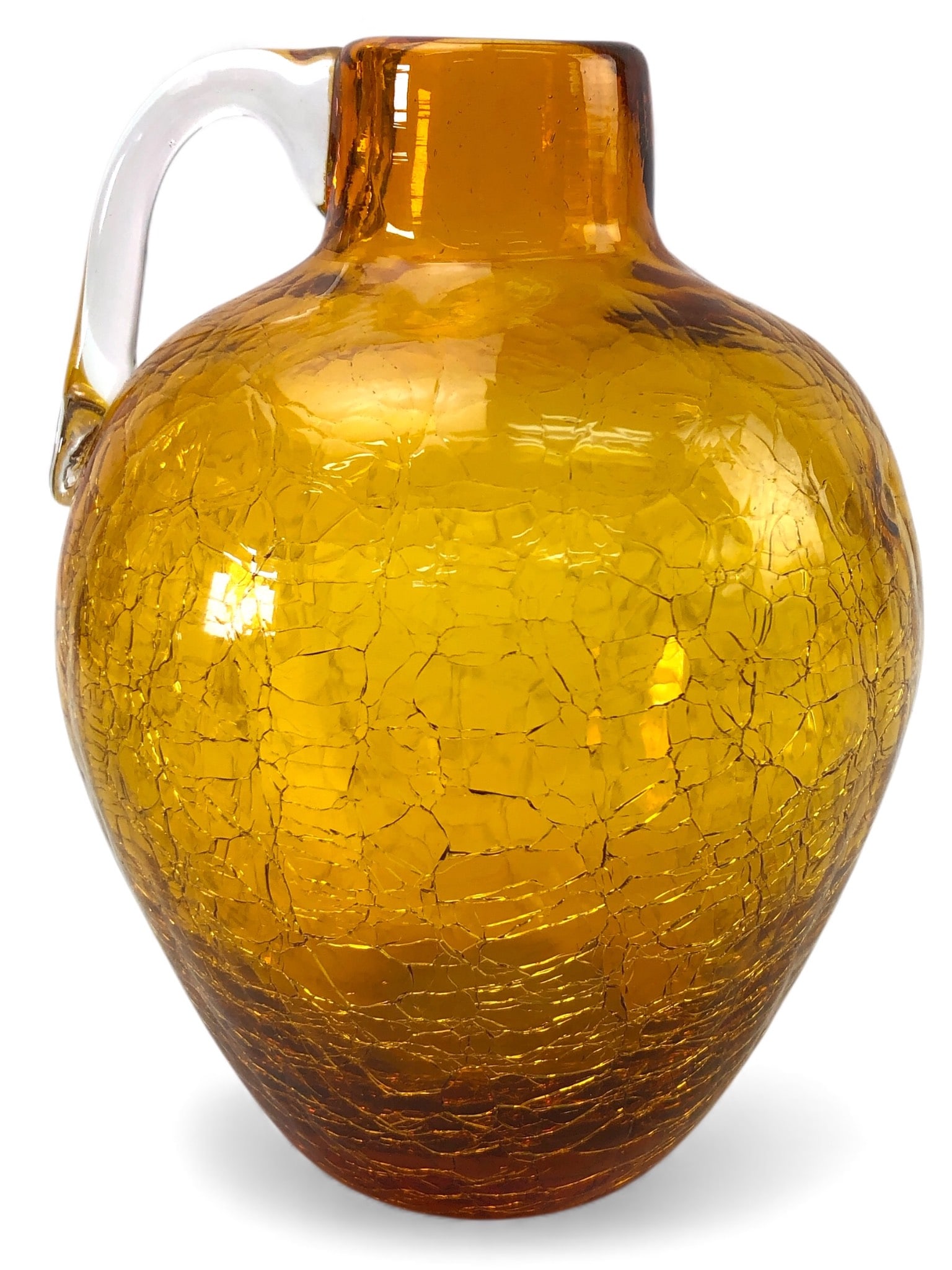 Vtg Blenko 417 Crackle Vase With Clear Handle (1 of 7)