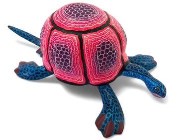 Signed Raul Bias Hand Painted Oaxacan Alebrije Turtle