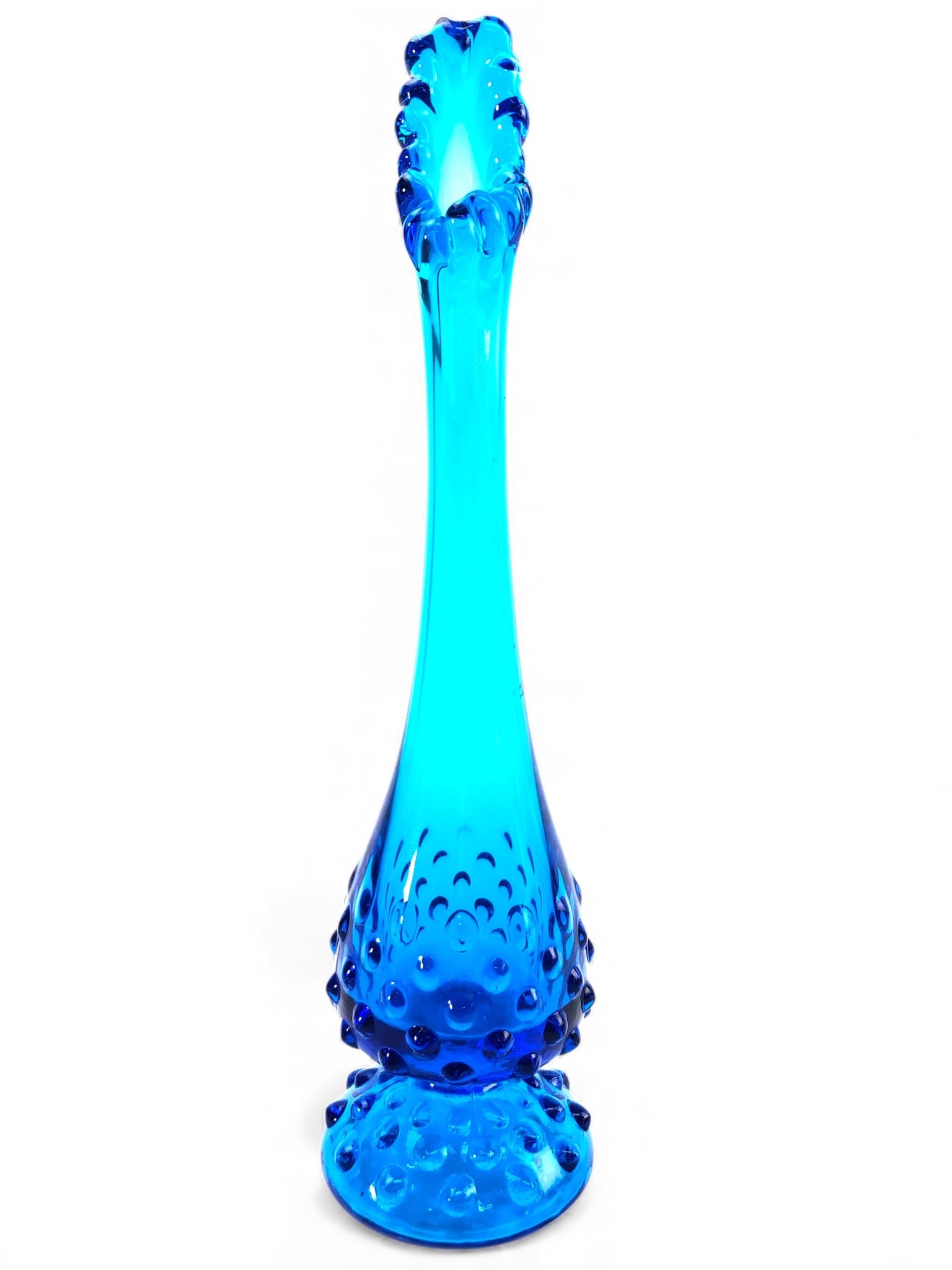 Vtg Fenton Colonial Blue Hobnail Swung Vase (1 of 8)