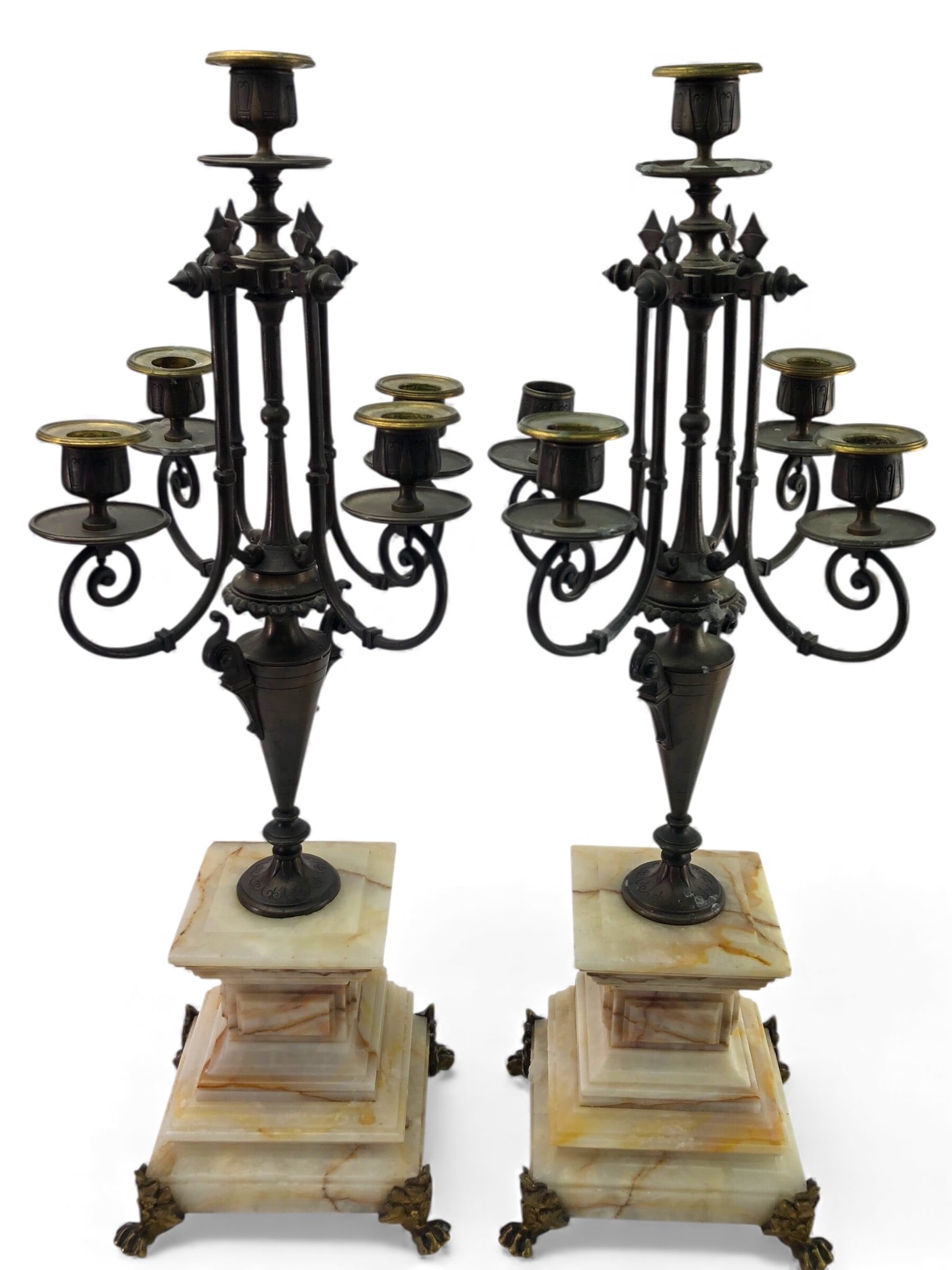 Victorian Style Bronze & Marble Candelabras (1 of 12)