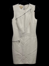Michael Kors White Sleeveless Dress With Zippers