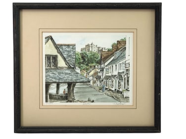 Pencil Signed Lithograph Dunster, England