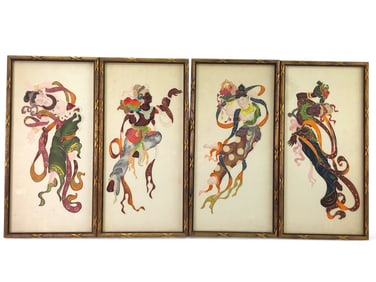 (4) Vtg Chinese Paper Cut Art 14 X 7 Frames