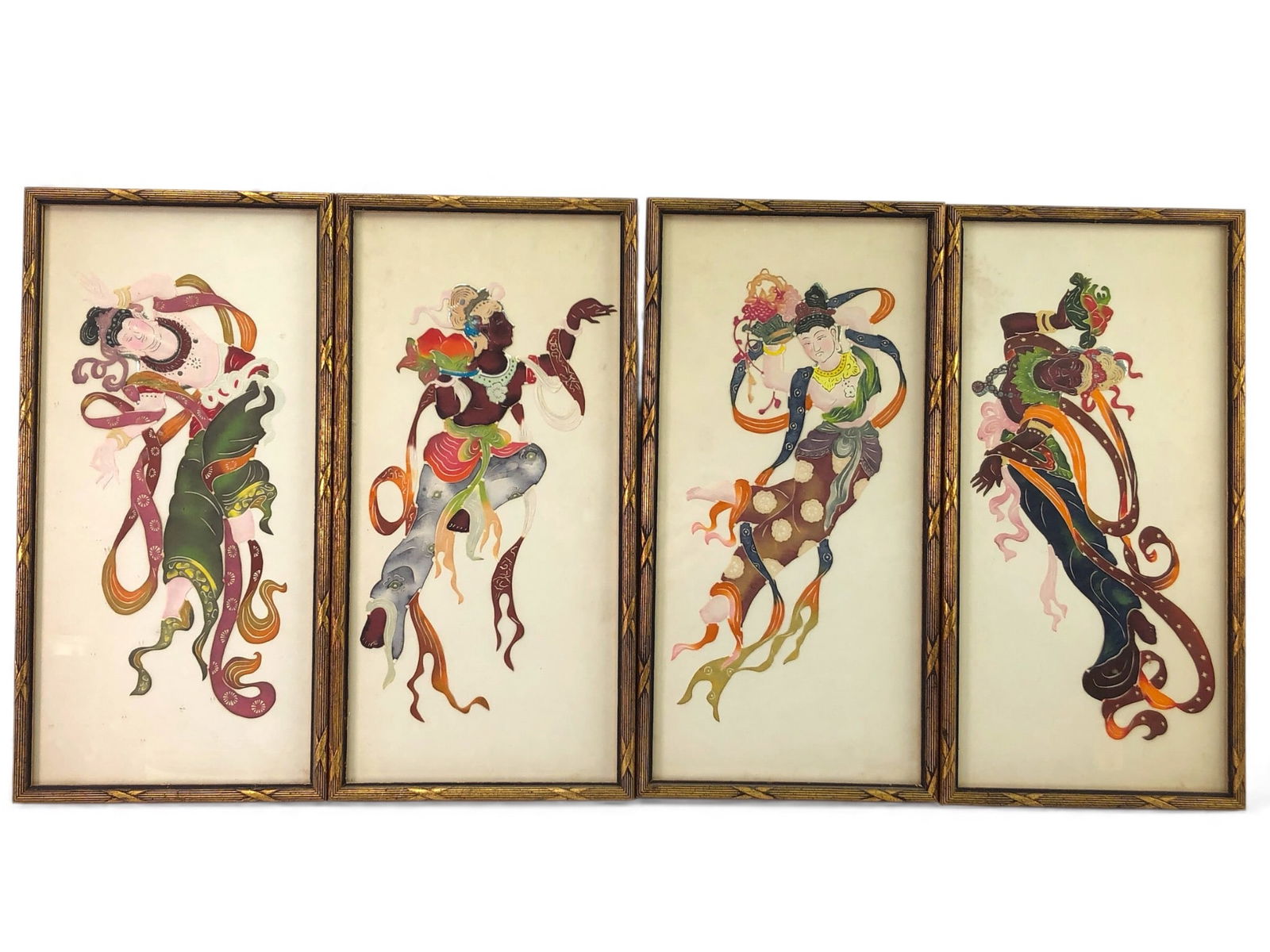 (4) Vtg Chinese Paper Cut Art 14 X 7 Frames (1 of 8)