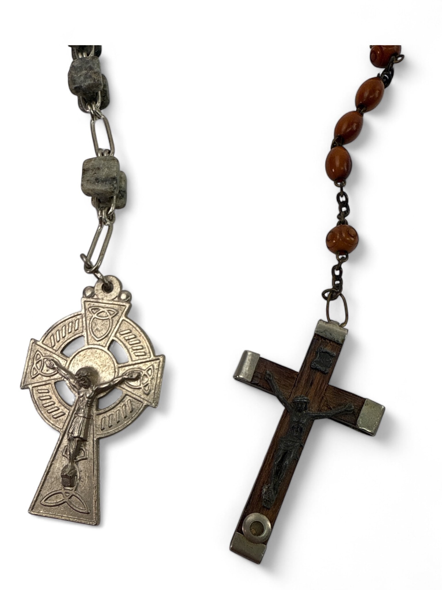 Connemara Marble & Wood Rosary Bead Lot (1 of 8)