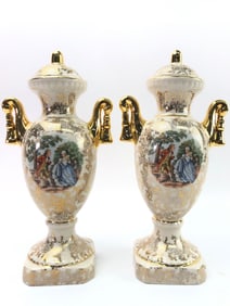 Rococo Revival Gilt Porcelain Urns
