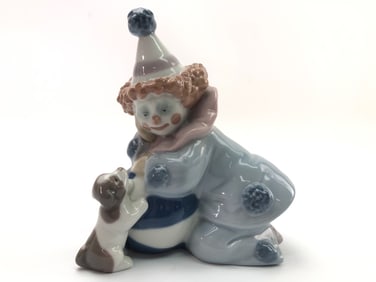 Lladro Clown With Dog Figurine