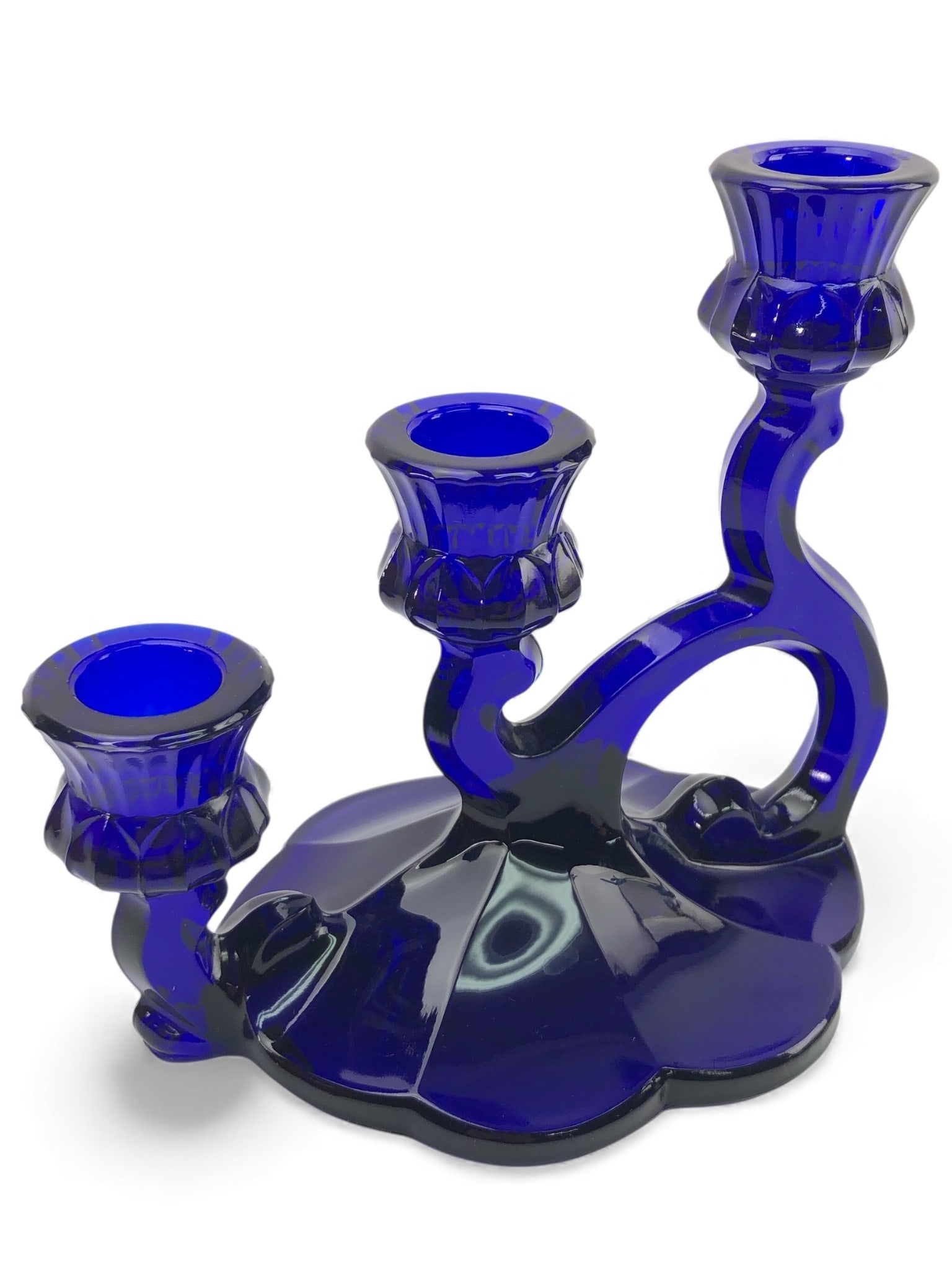 Vtg Heisey Cobalt Blue Glass Candlestick Holder (1 of 9)