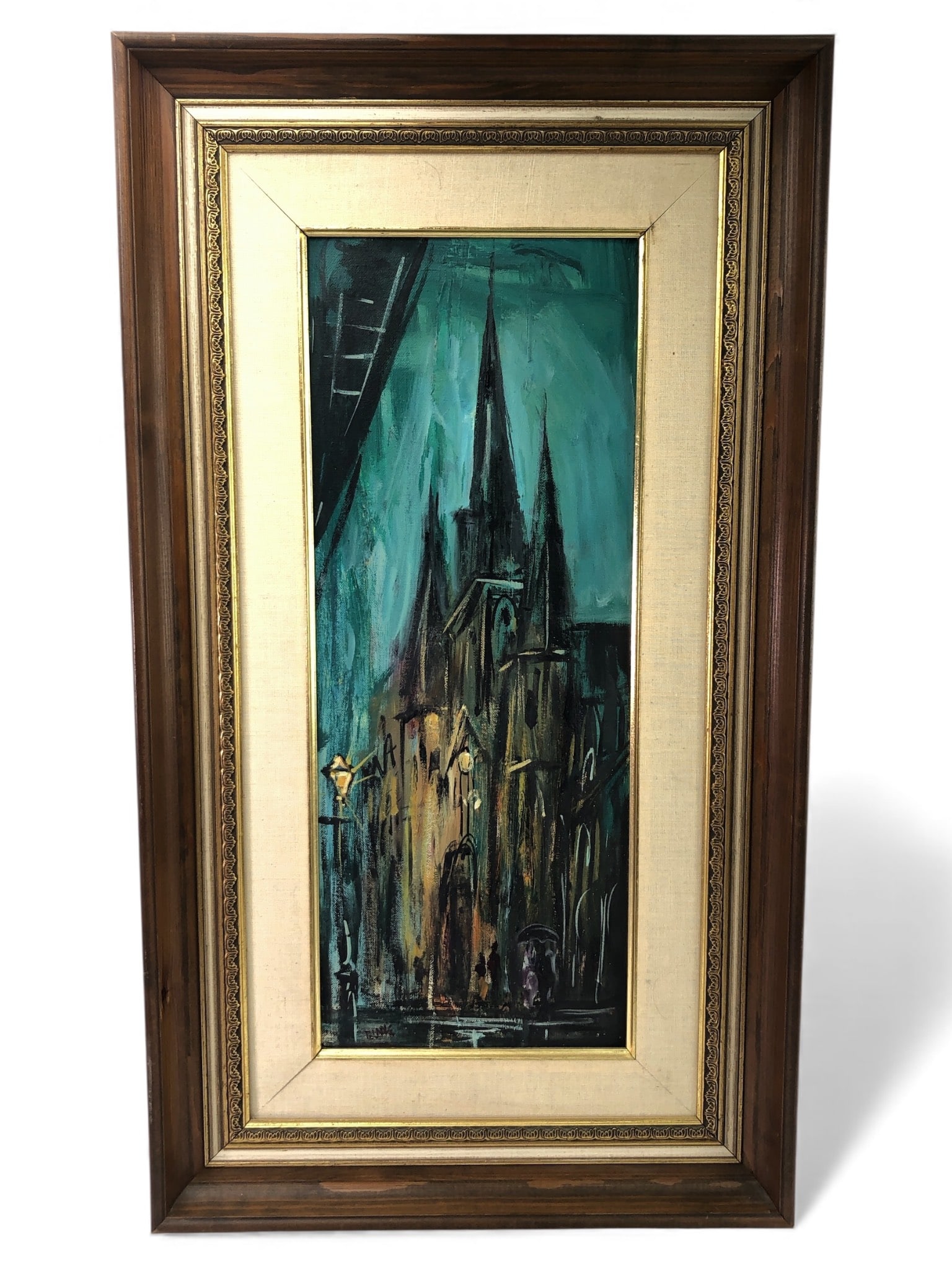 MCM Signed Oil Painting Of Cathedral (1 of 6)