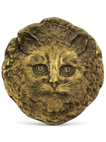 Late 19th C. French Art Nouveau Brass Cat Dish