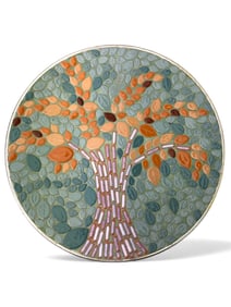 MCM Mosaic Tile Plate With Tree Design