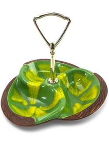 MCM Sequoia Ware Drip Glaze Divided Nut Dish