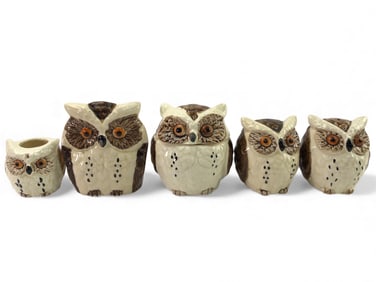 Vtg Ceramic Owl Tabletop Set Japan
