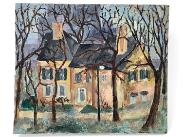 Acrylic Painting Of House On Canvas Board