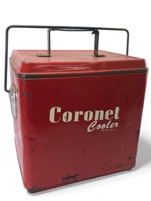 Vtg 1960s Coronet Cooler Red Metal