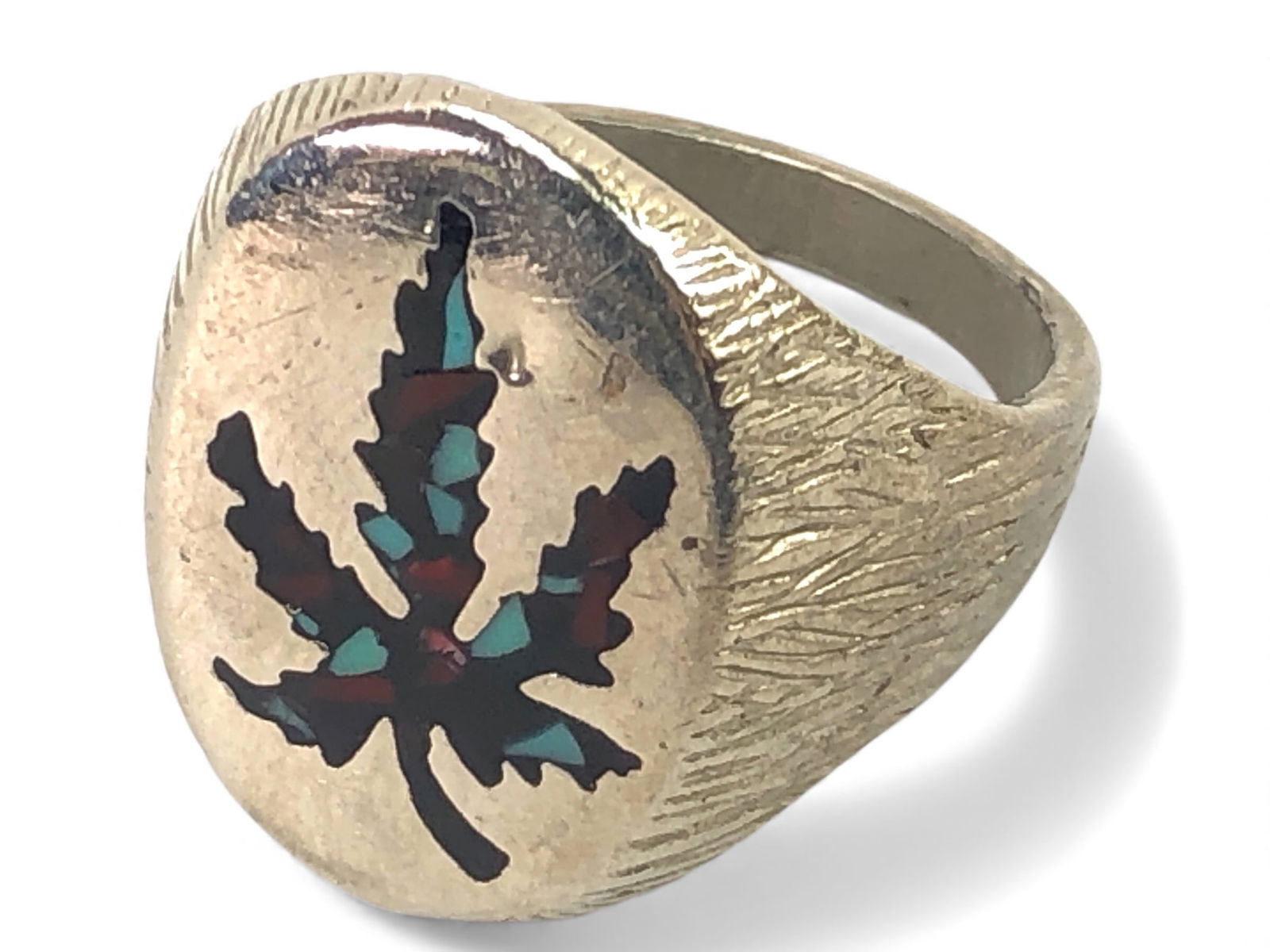 Silver-Tone Coral & Turquoise Ring Size 11.75 (1 of 7)