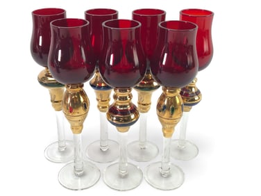 Bombay Co. Red Ruby Cordial Glasses Set Of 7