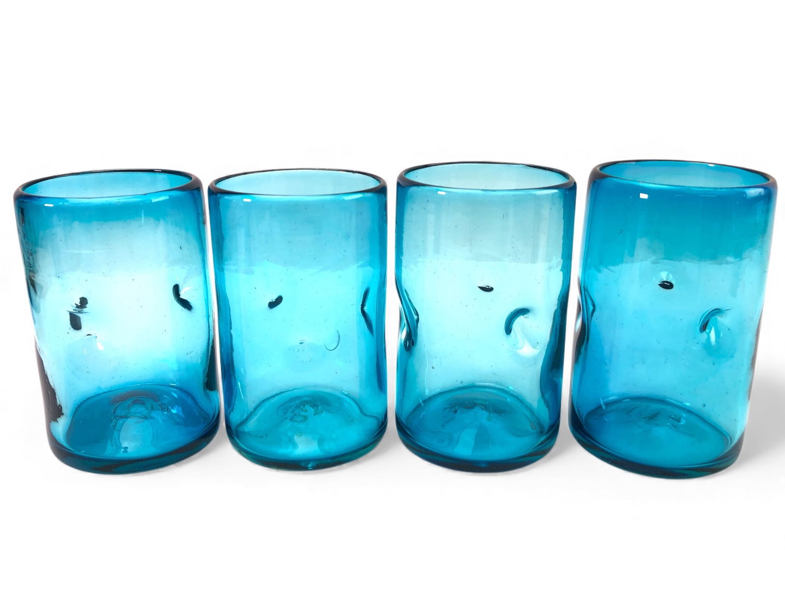 4 Blenko Style Hand Blown Dimpled Tumblers (1 of 5)