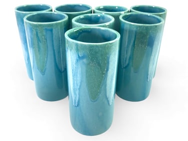 8 Handmade Drydan Pottery Drip Glaze Tumblers