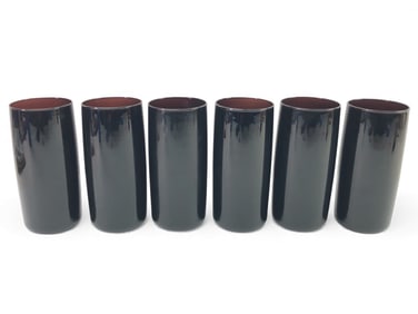 (6) Vtg Libbey Black Amethyst Highball