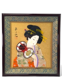 Japanese Oshi-e Padded Textile Collage By Kuhisa