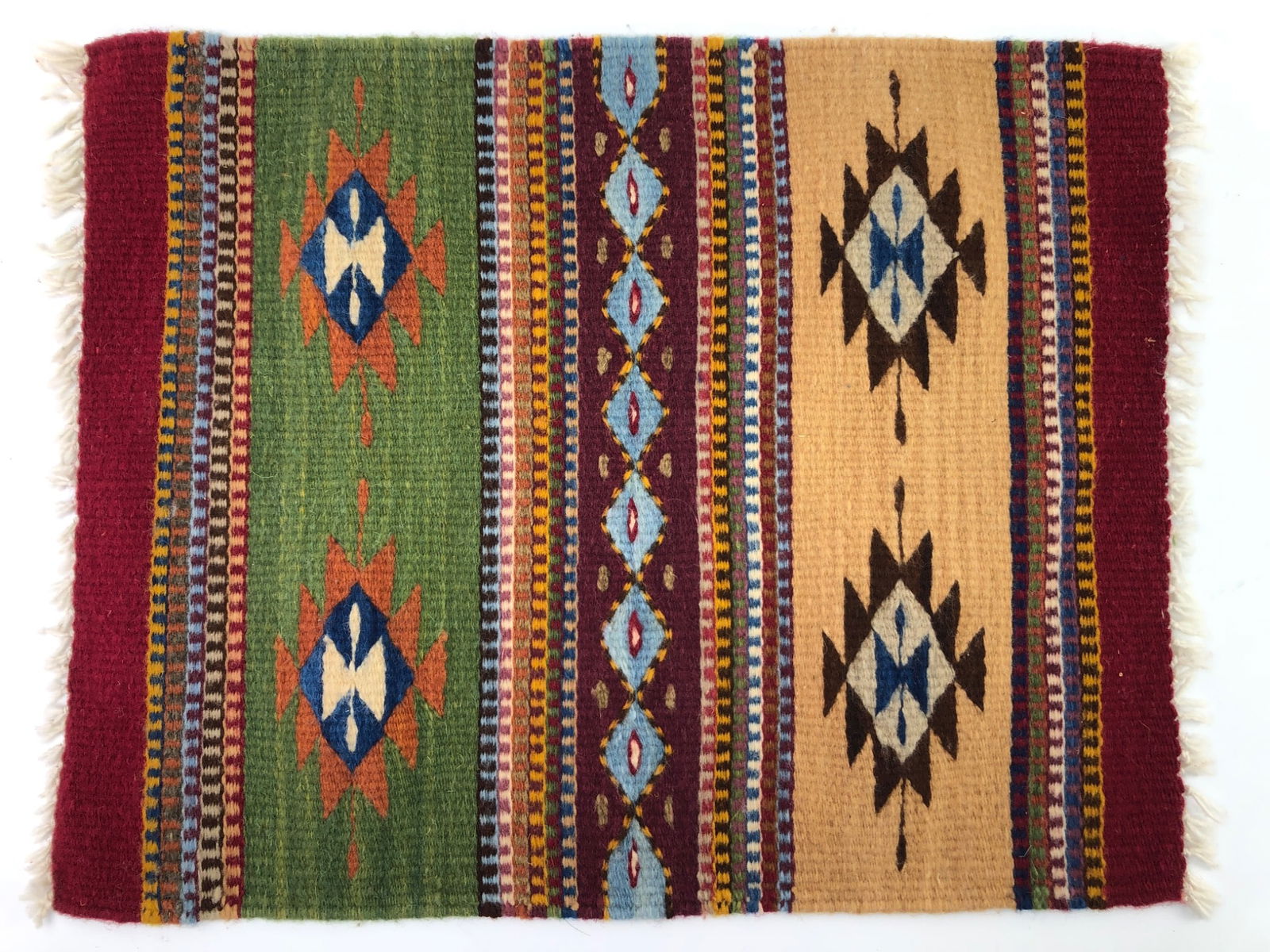 Zapotec Style Handwoven Wool Miniature Rug (1 of 5)