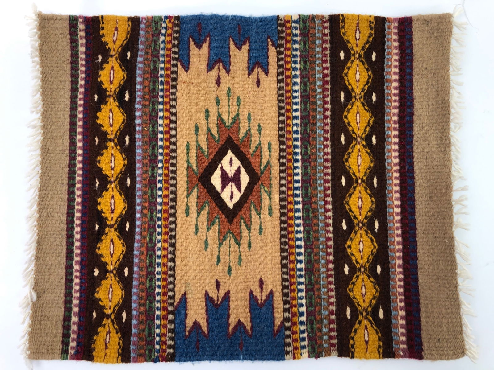 Handwoven Wool Zapotec Style Miniature Rug (1 of 5)