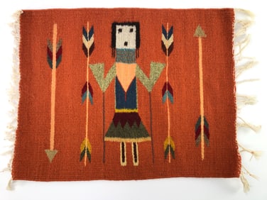 Navajo Yei Pictorial Wool Ruglet 20 X 16