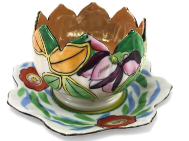 Art Deco Hand Painted Bowl & Plate