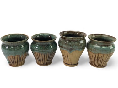 4 Maz Amar Pottery Drip Glaze Vases