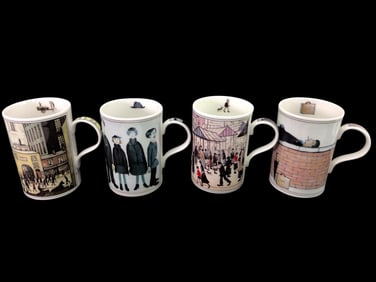 L.S. Lowry Wren China Mugs Set Of 4