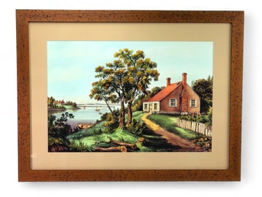 Currier & Ives Print The Birthplace Of Washington