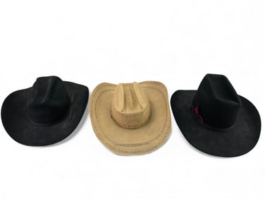 3 Vtg Western Hats By Bradford & U-Rollit