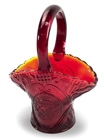 Vtg L.E. Smith Amberina 40th Anniversary Basket