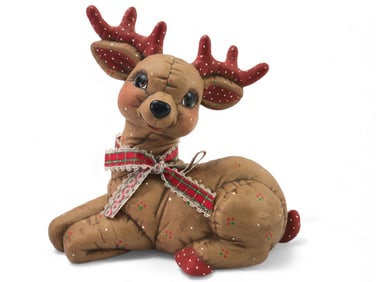 Vtg Kimple Ceramic Christmas Quilted Reindeer