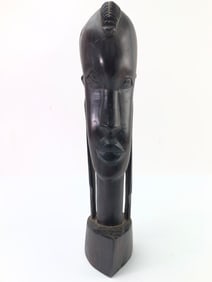 Hand Carved Ebony Wood African Bust 13.75? Tall