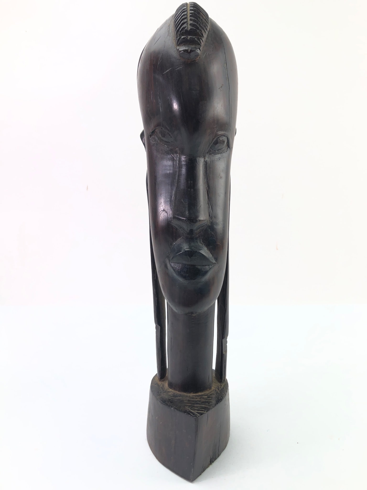 Hand Carved Ebony Wood African Bust 13.75? Tall (1 of 9)